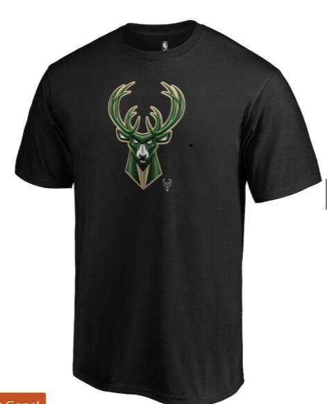 Men NBA Milwaukee Bucks Fanatics Branded Black Midnight Mascot Team T shirt->nba t-shirts->Sports Accessory